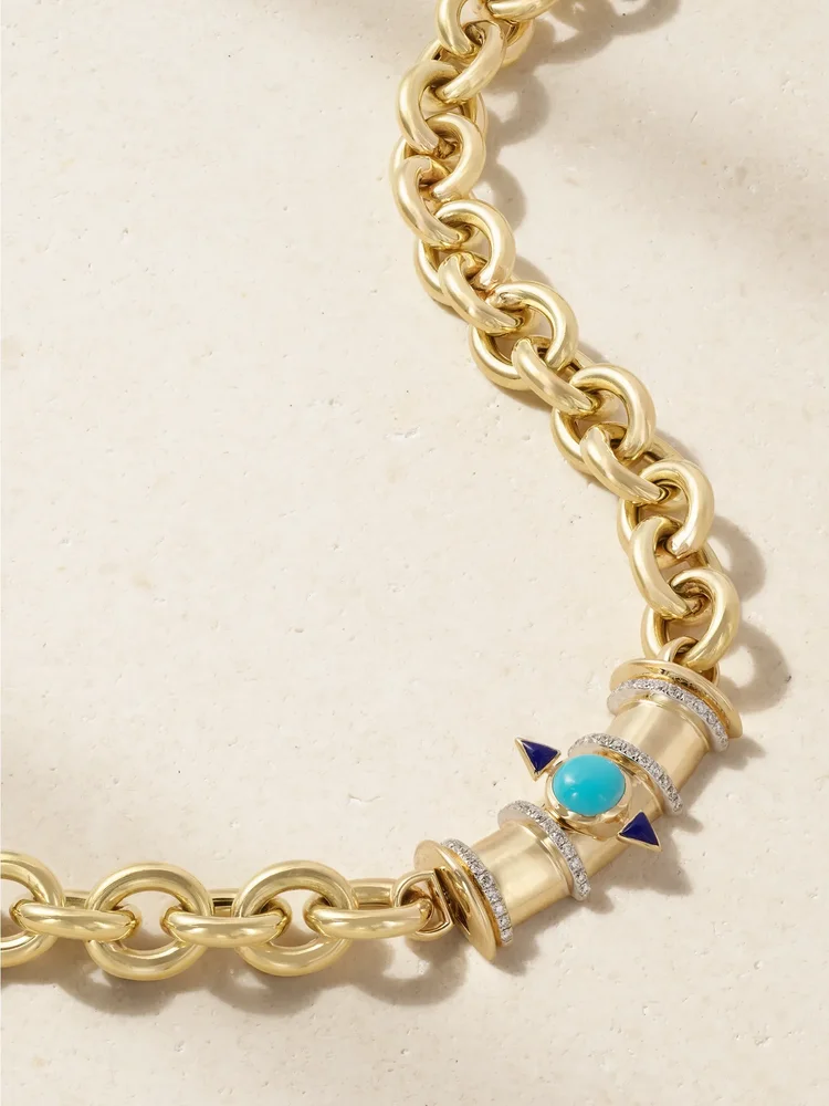 Tuxedo Mask 18-karat gold multi-stone necklace