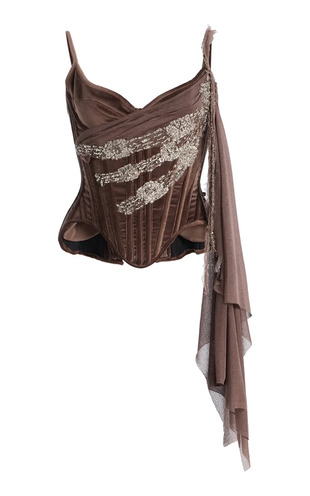 Salon Crystal-Embellished Velvet Corset