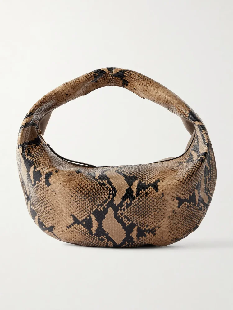 Olivia medium snake-effect leather and suede bag
