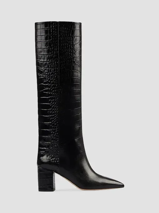 Anja 70MM Crocodile-Embossed Leather Boots