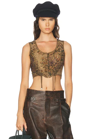 Floral Tapestry Gobelin Sleeveless Blouse
