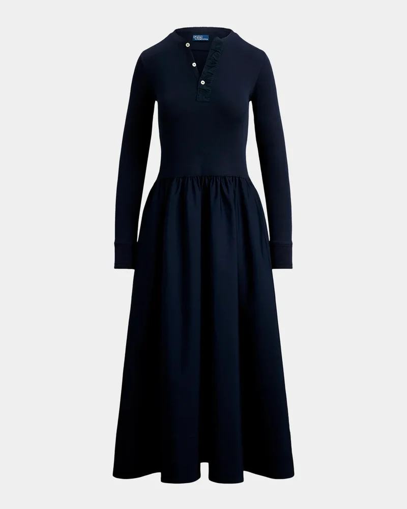 Split Neck Cotton Maxi Dress