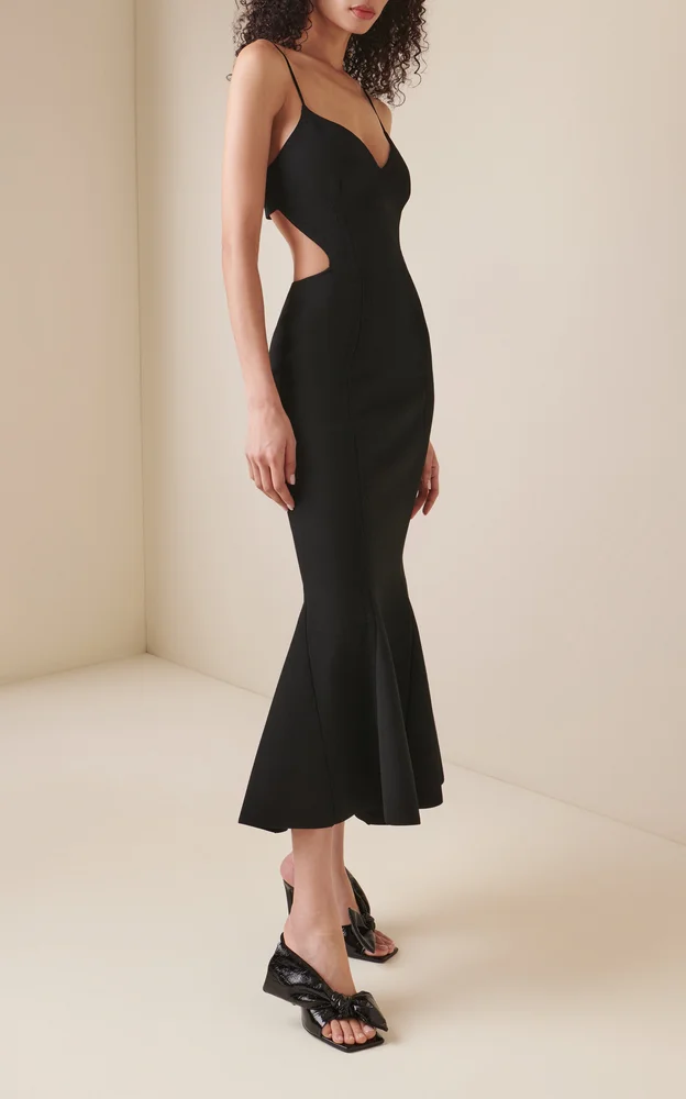 Knitted Ruffled Midi Dress