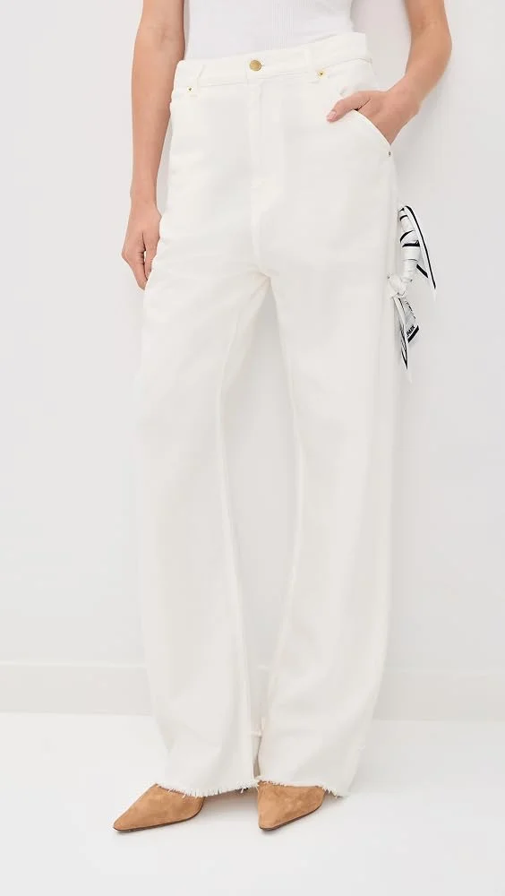 Lisa Scarf Adorned Loose Fit Carpenter Denim Jeans