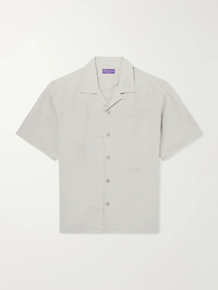 Camp-Collar Silk and Linen-Blend Shirt