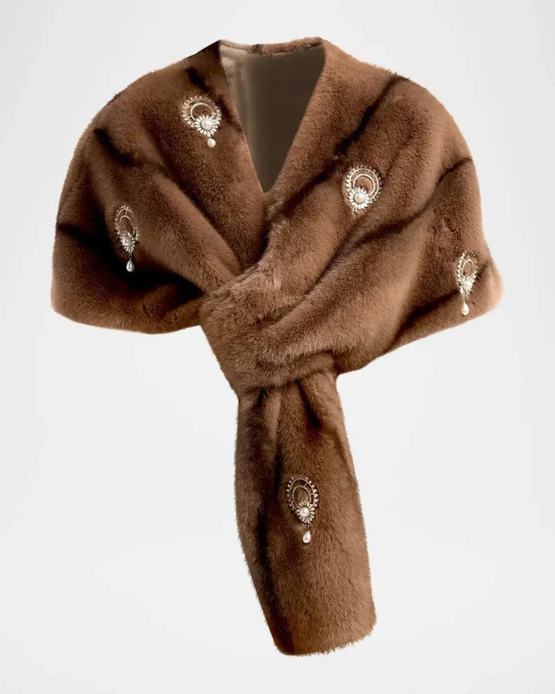 Gianella Embellished Fuax-Fur Stole