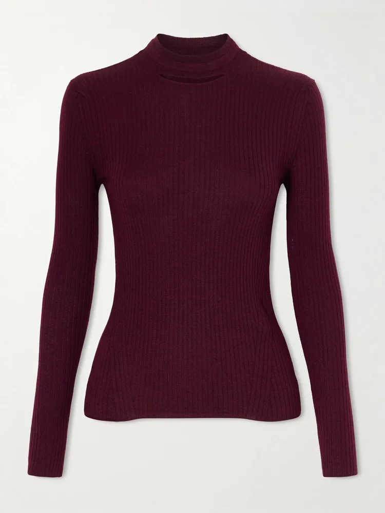 Ribbed silk and wool-blend sweatshirt
