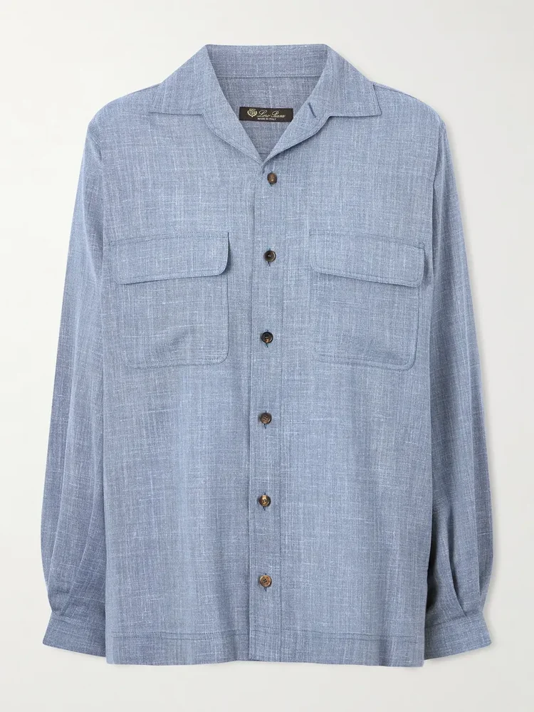 Ida wool, silk and linen-blend shirt