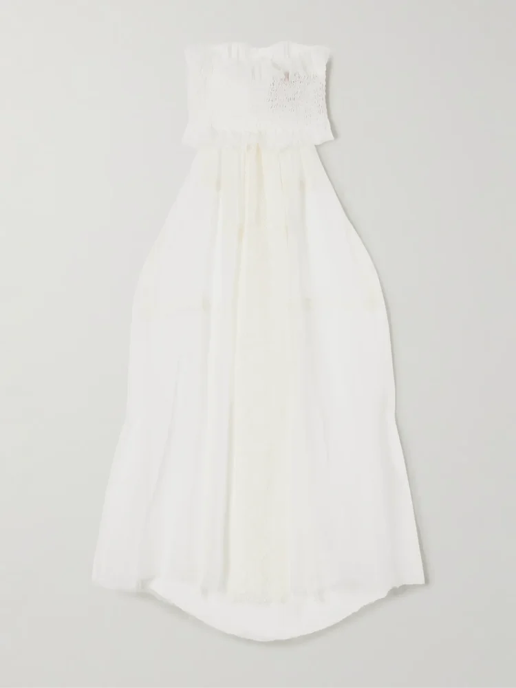 Mask of Pleasing lace-trimmed silk blouse