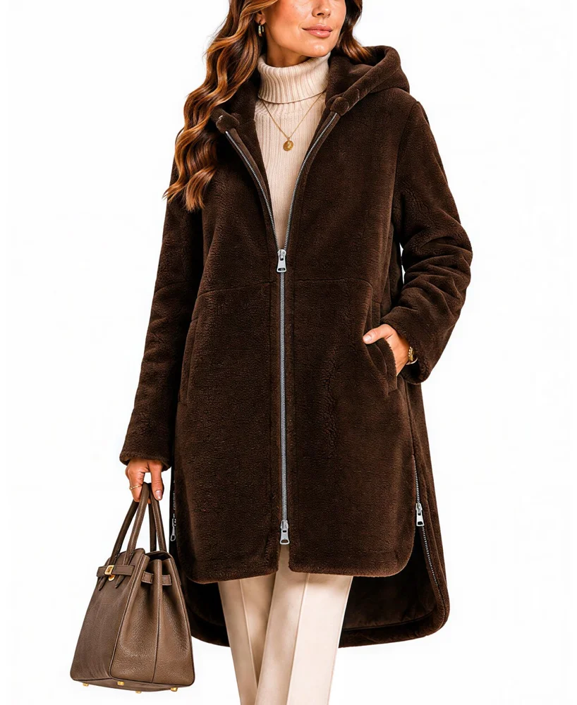 Hooded Shearling Coat