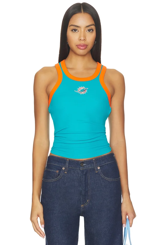 Miami Dolphins Contrast Trim Rib Tank