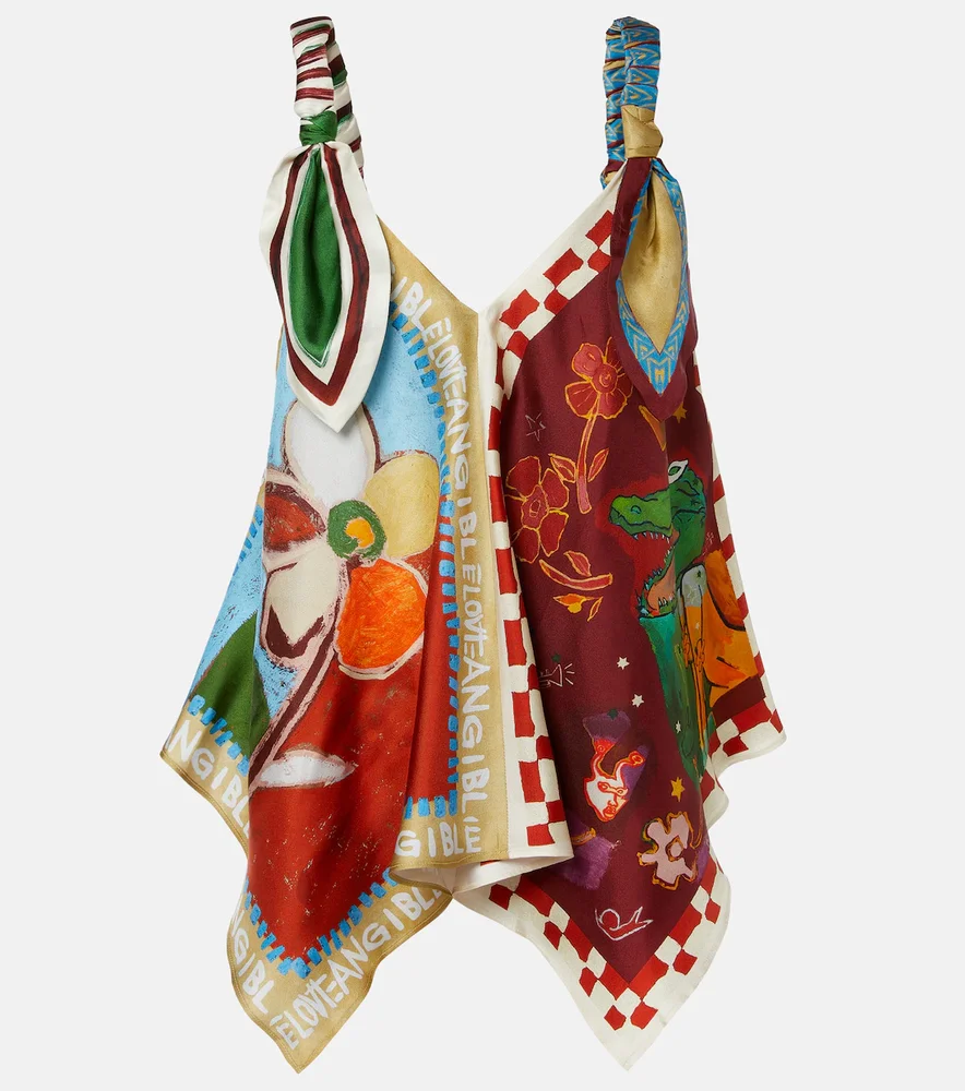 x MLAK printed silk twill top