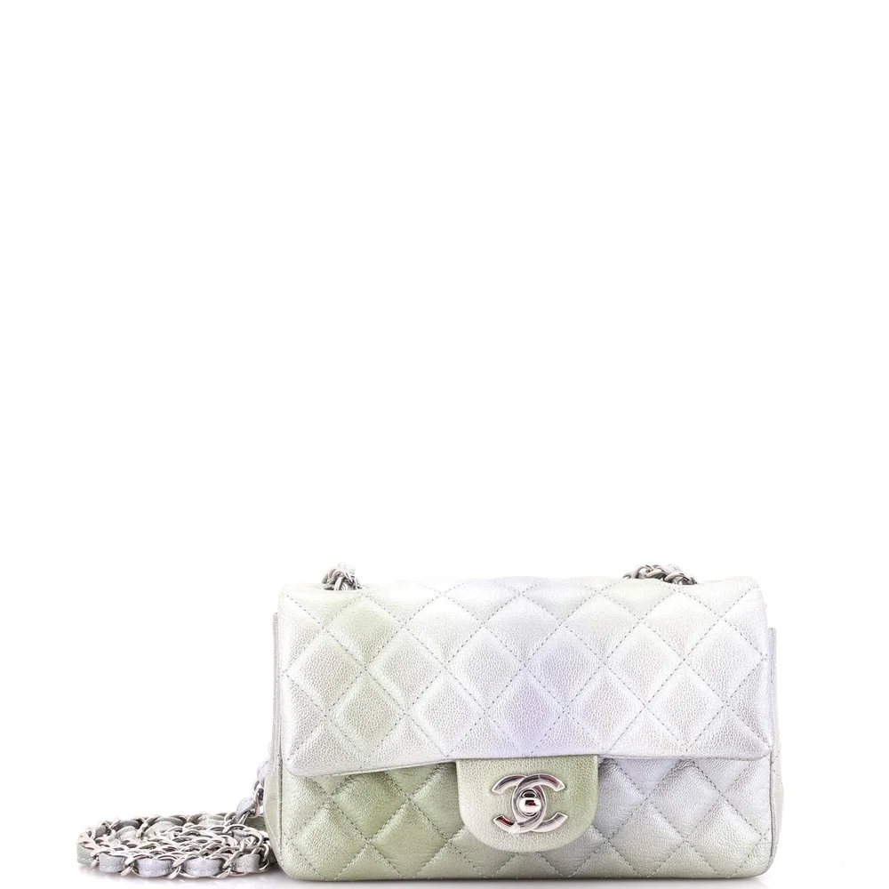 Pre-Owned Chanel Classic Single Flap Bag Quilted Ombre Metallic Goatskin Mini