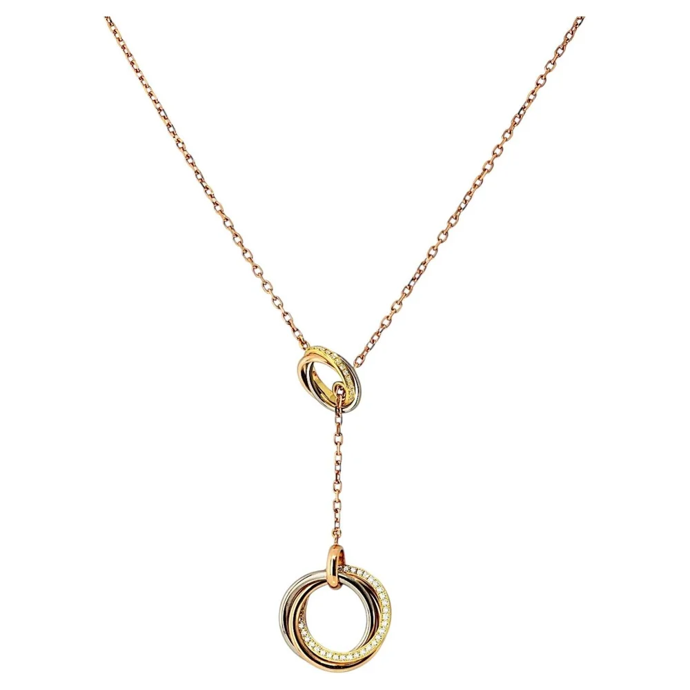 Pre-Owned Trinity 18K Gold Diamond Lariat Necklace (Excellent)
