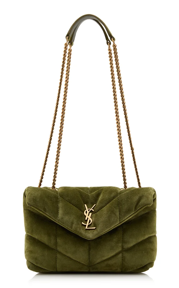 Toy Puffer Suede-Satin Matelasse Bag