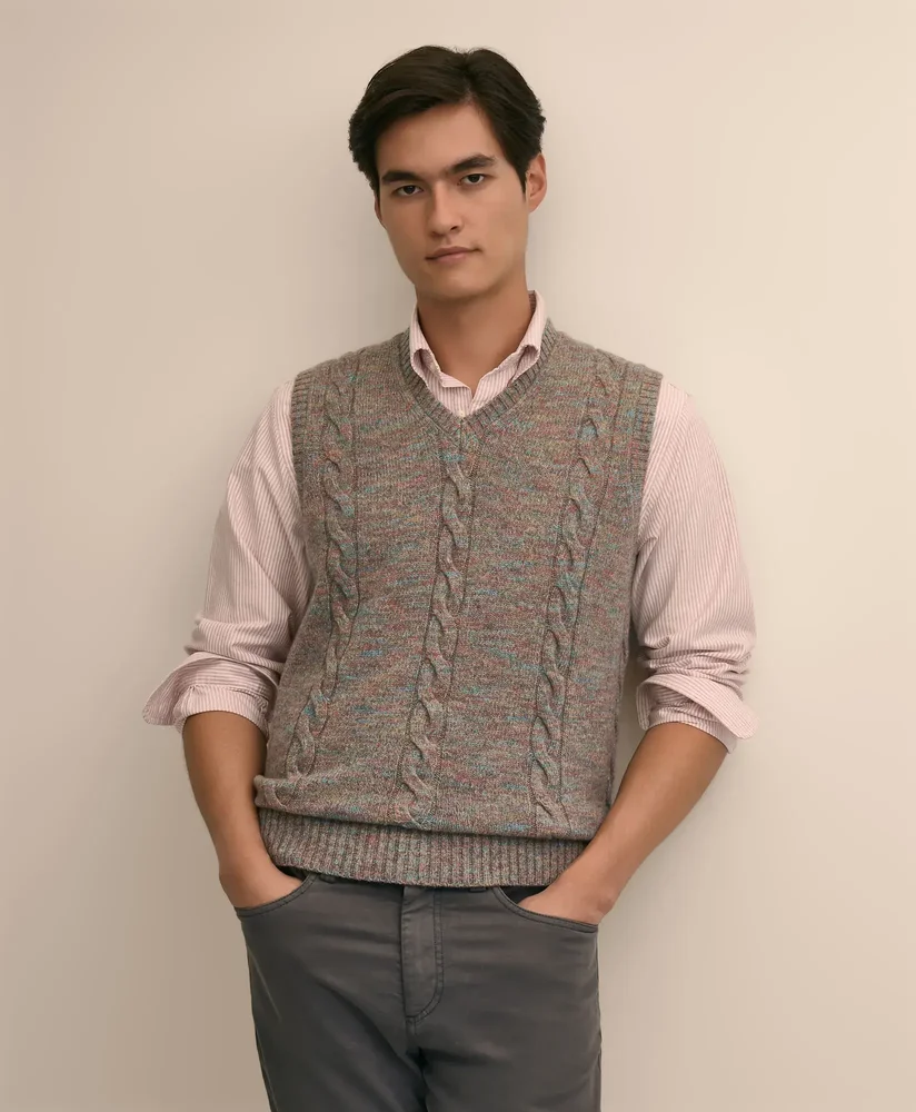 Wool-Yak-Cashmere Cable Knit Sweater Vest