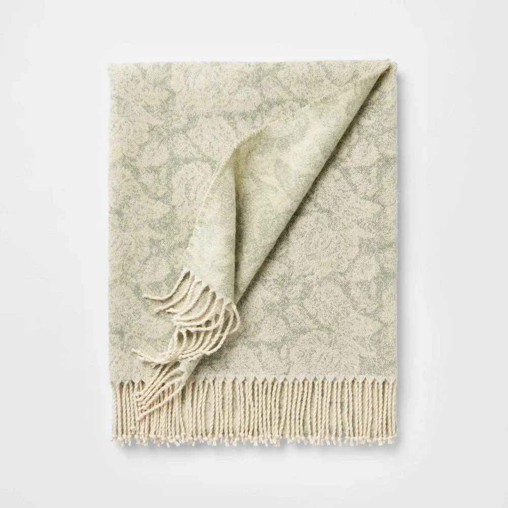 Block Print Jacquard Throw Blanket