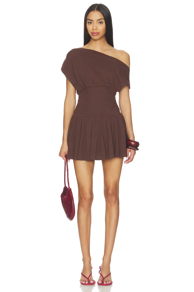 Womens Relaxed Tee Mini Dress - Pigment Dye Jersey - Warm Grey