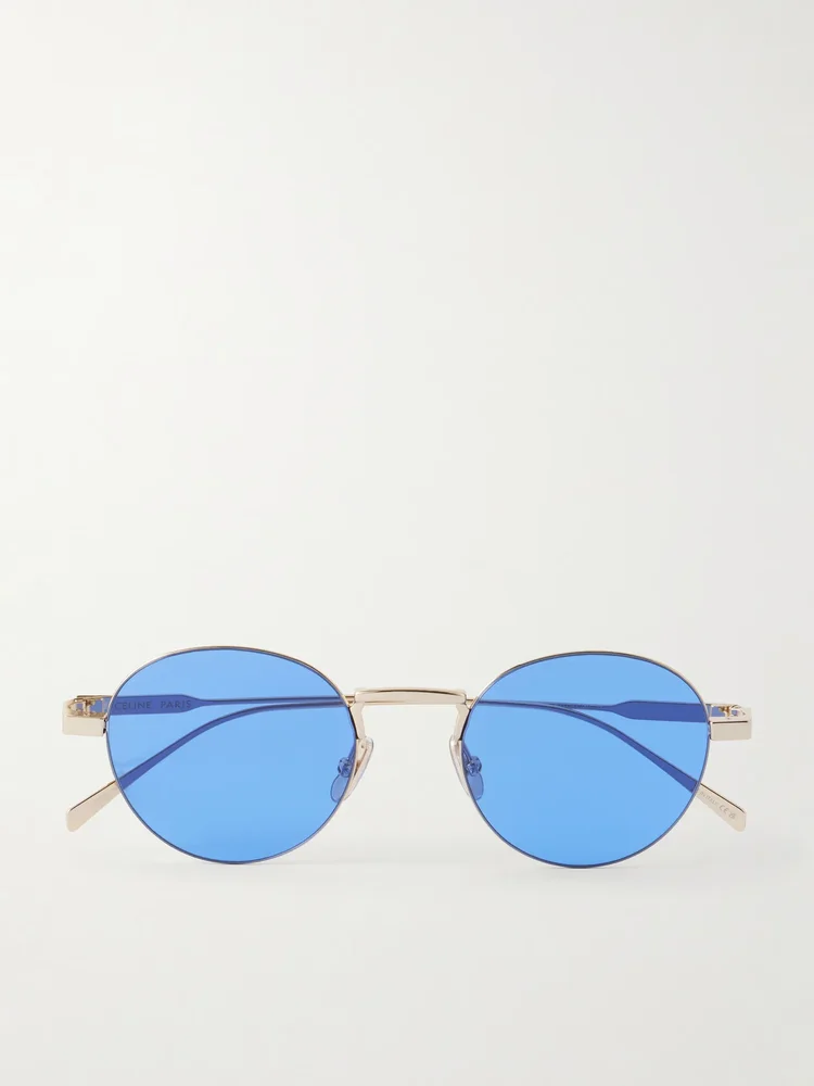 Round-frame gold-tone sunglasses