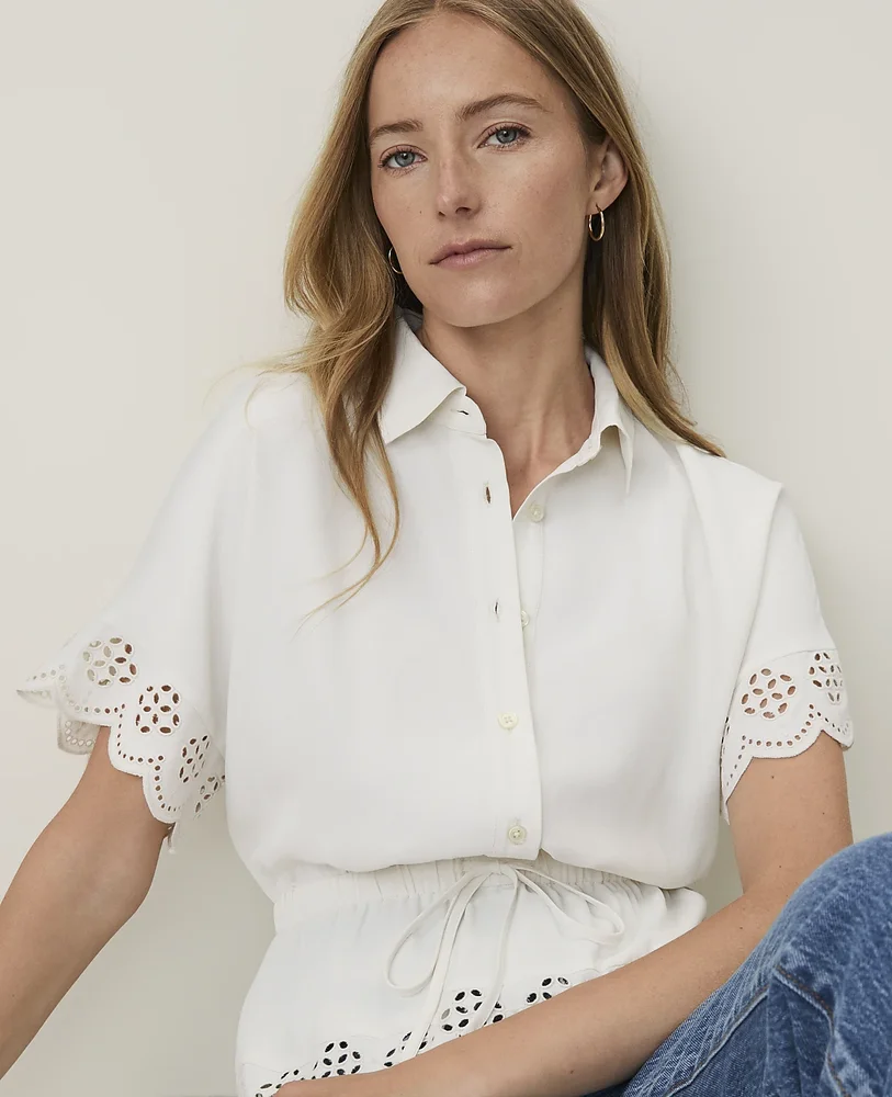 anntaylor.com Weekend Eyelet Tie Waist Blouse