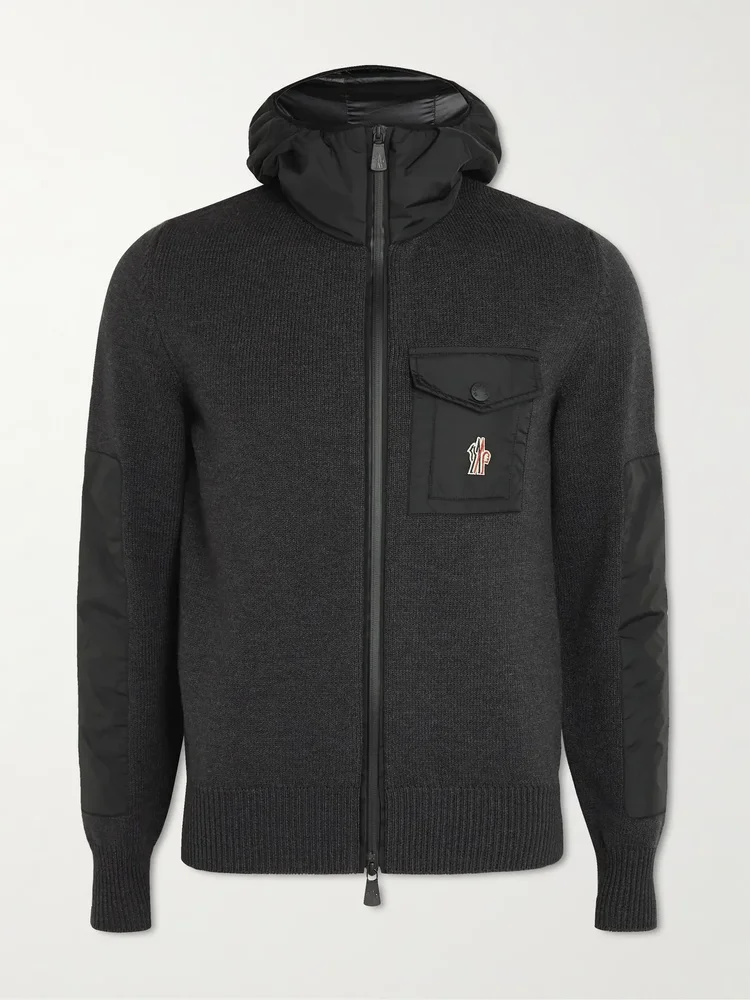 Shell-Trimmed Wool-Blend Hooded Ski Jacket
