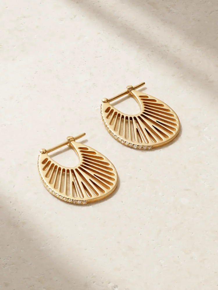 Flat Ray large 18-karat gold diamond hoop earrings