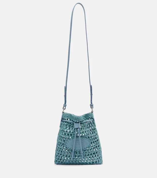 EBL Mini raffia-effect bucket bag