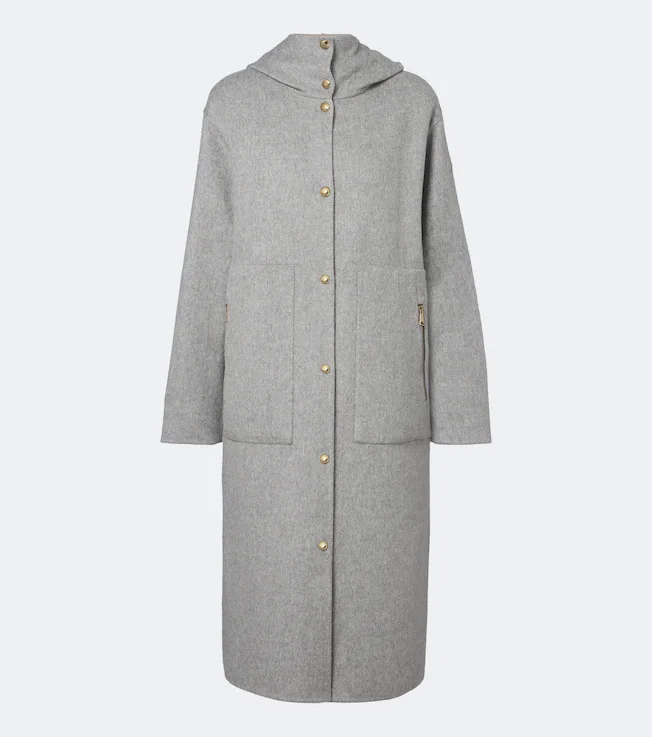Anthrene reversible wool and cashmere down coat