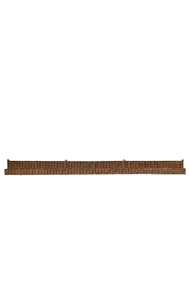 Handwoven Rattan Wall Shelf with Ledge
