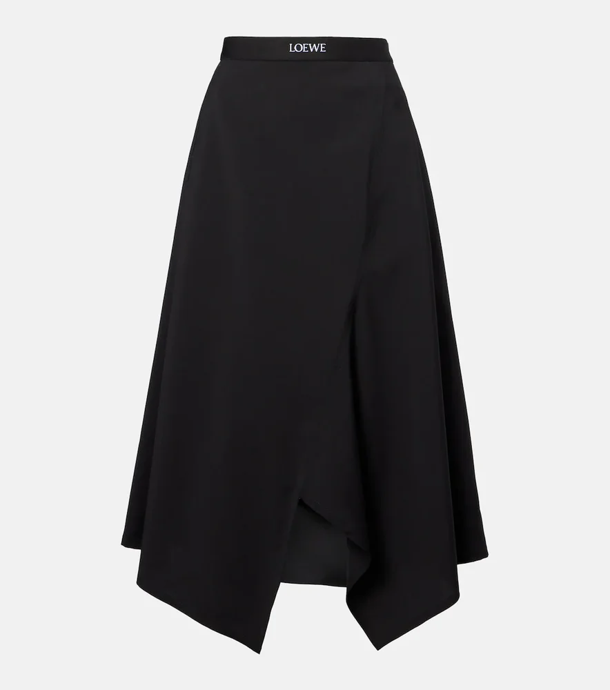 High-rise wool midi skirt
