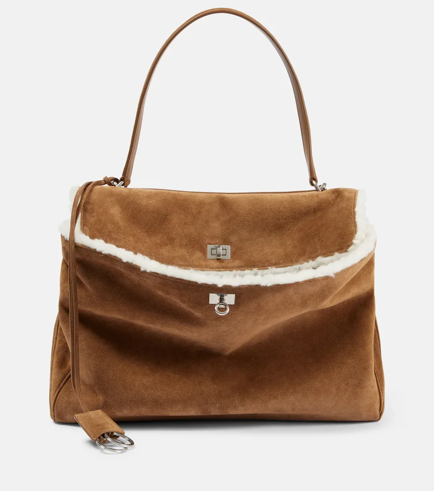 Rodeo Large Shearling-Lined Suede Shoulder Bag