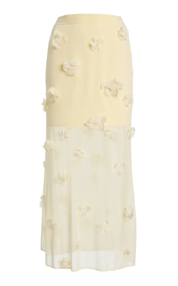 Cora Floral Applique Mesh Midi Skirt