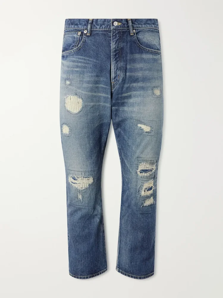 Straight-Leg Distressed Jeans