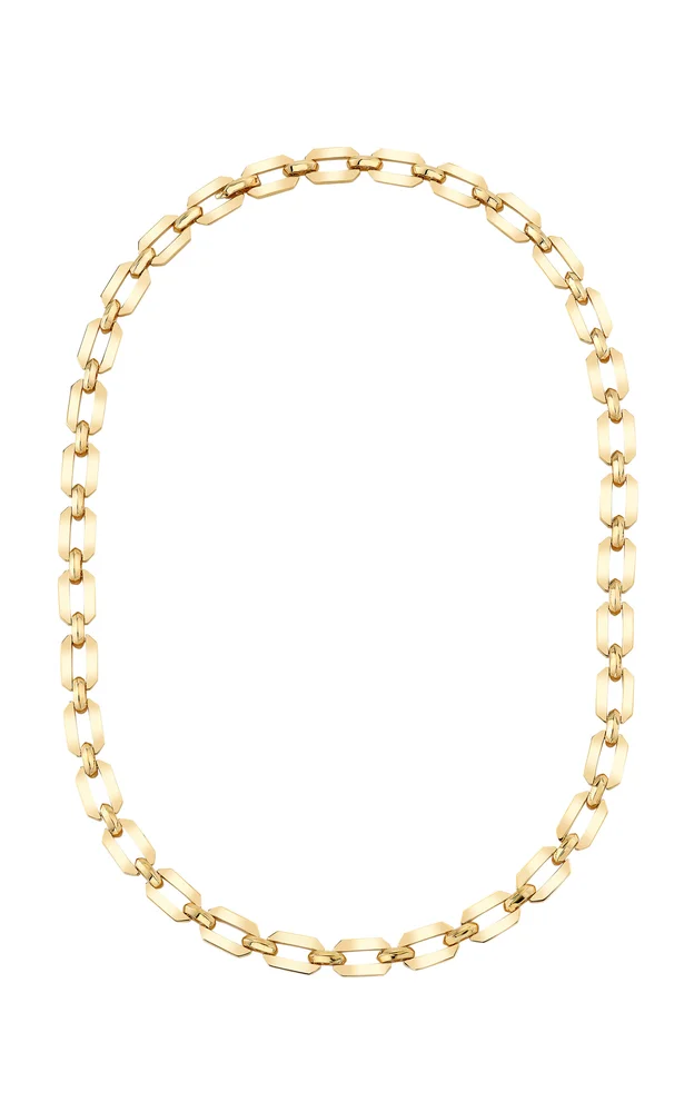 18K Yellow Gold Geo Flat Link Necklace