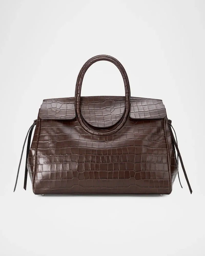 Maude Croc-Embossed Leather Carryall Bag