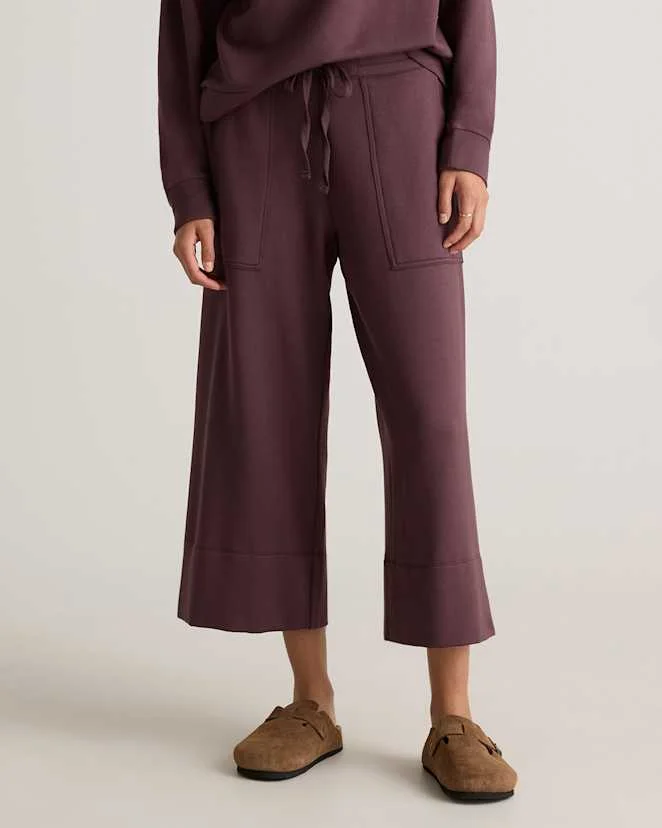 quince Dried Fig SuperSoft Fleece Cropped Wide Leg Pants