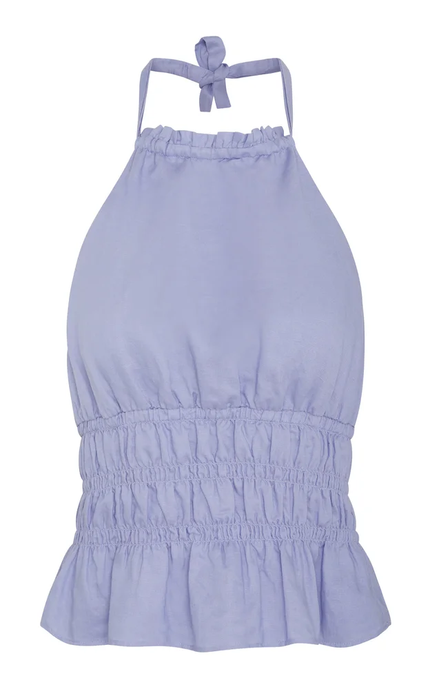 Air Linen Smocked Halter Top