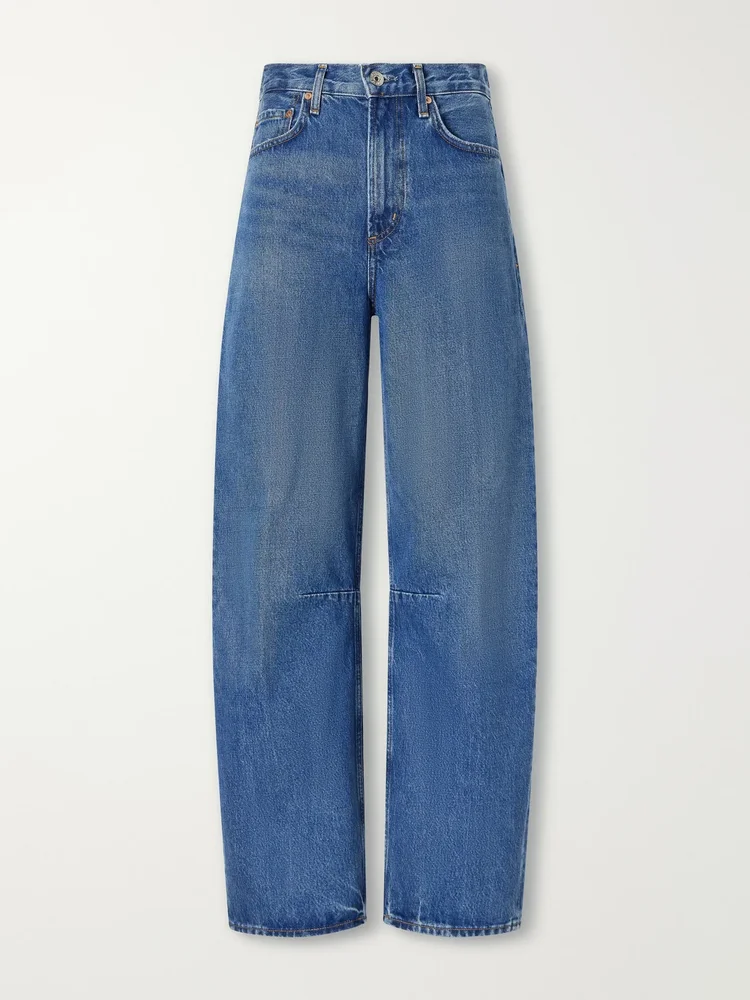 Miro Long regenerative cotton barrel-leg jeans