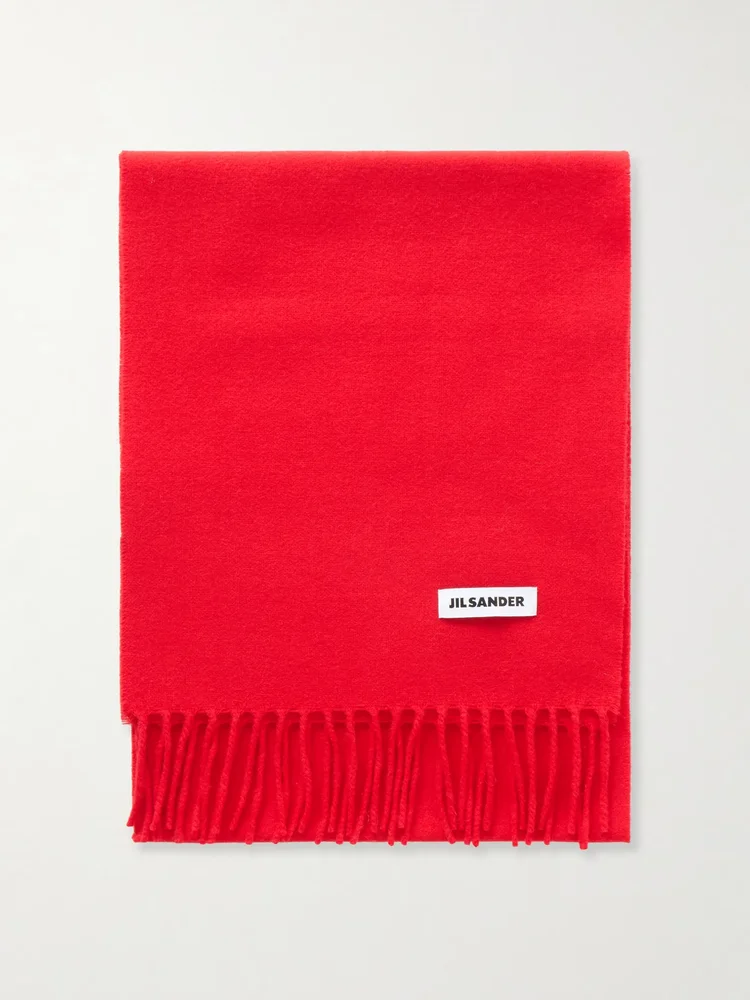 Fringed virgin wool scarf