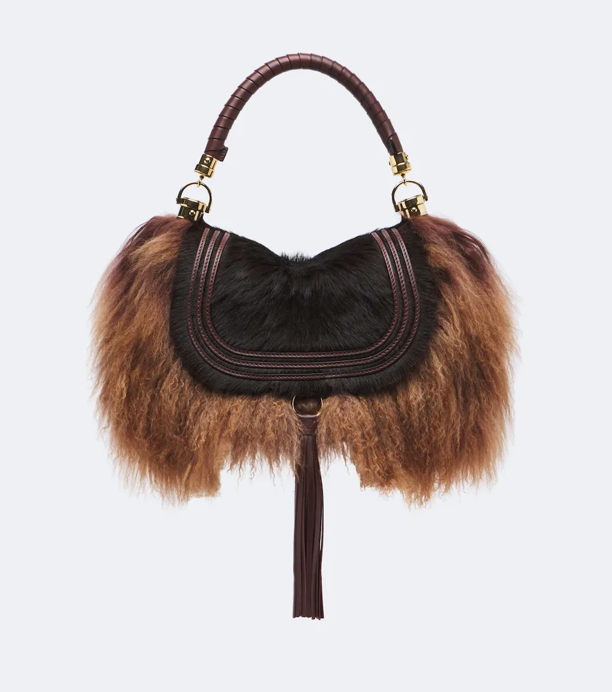 Marcie Foulard Small shearling shoulder bag