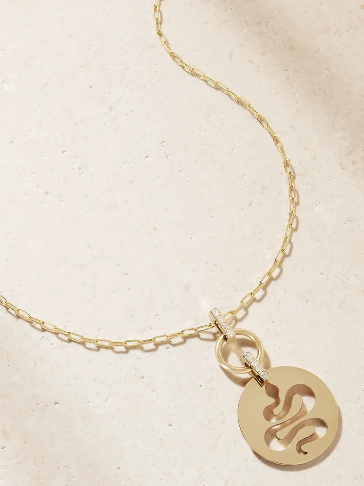 Snake Nomad 14-karat gold diamond pendant necklace