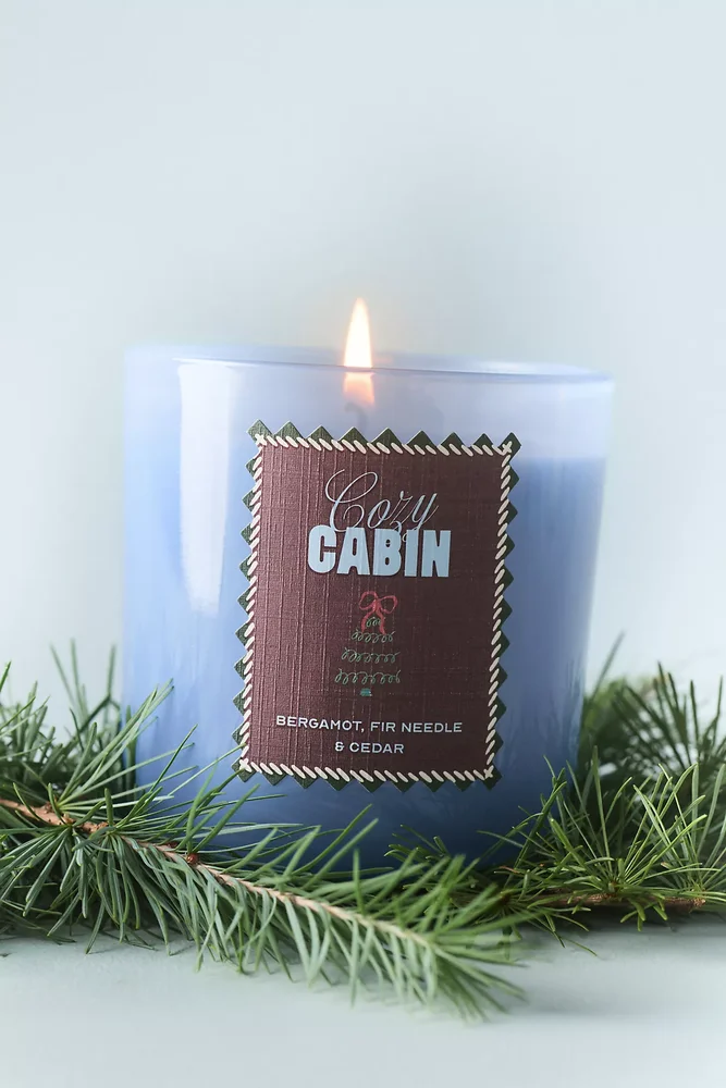 Woody Cozy Cabin Boxed Glass Candle