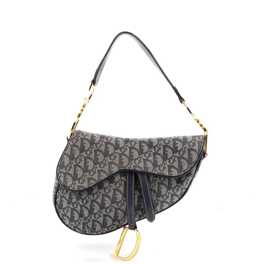 Pre-Owned Vintage Saddle Bag Diorissimo Canvas Medium