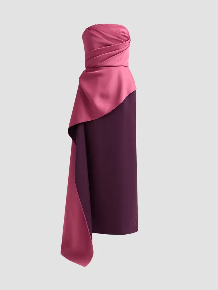 Diane Two-Tone Drape Strapless Gown