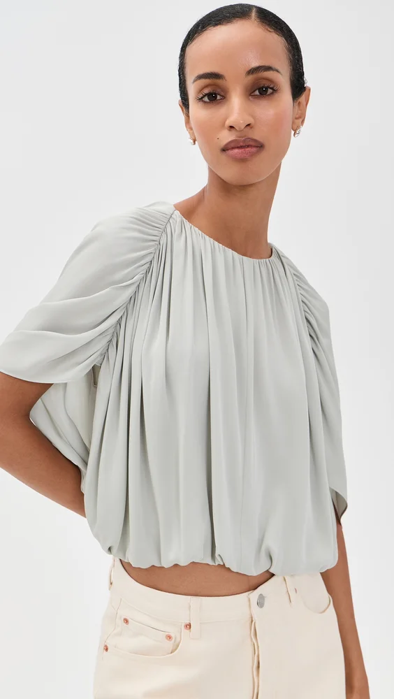 Gathered Cape Bubble Blouse