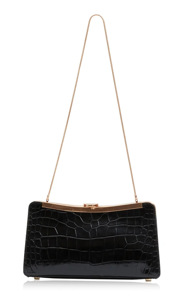 Solange Croc-Effect Leather Clutch