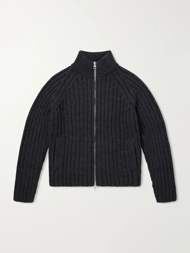Ultra Ribbed Merino Wool Zip-Up Sweater