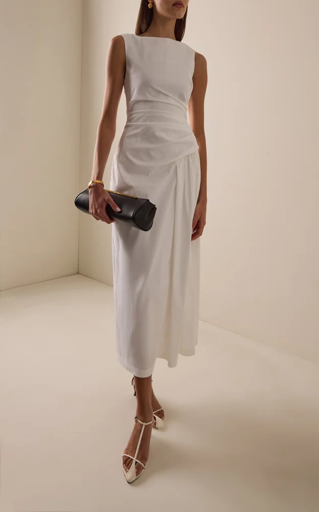 Cotton Poplin Asymmetrical Flounce Dress