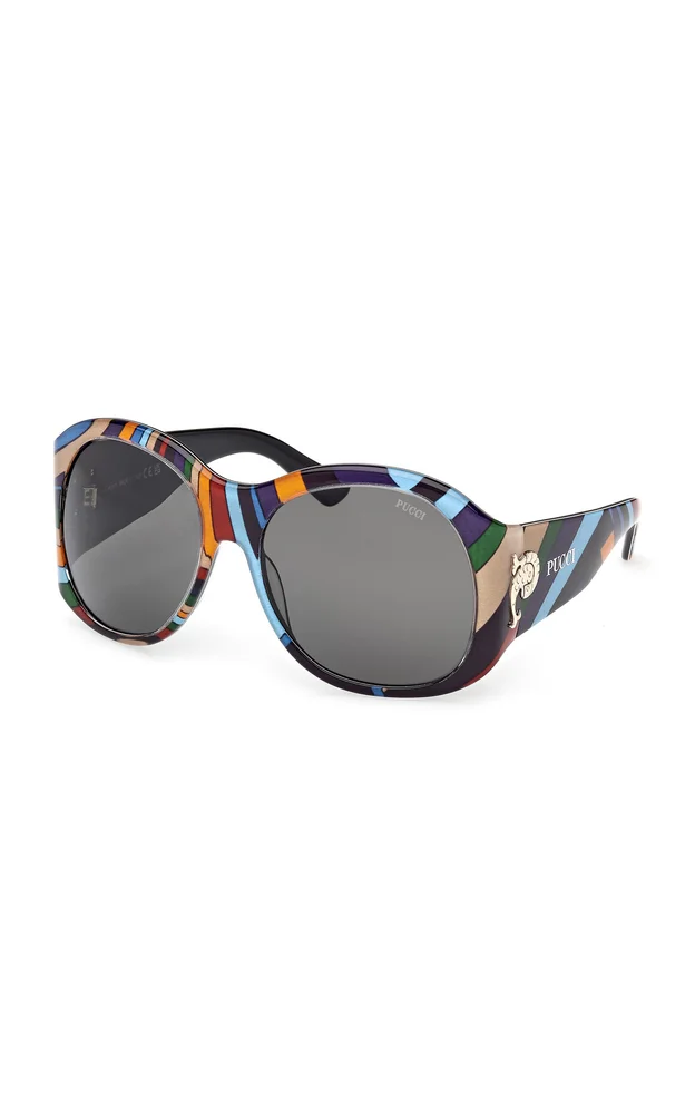 Round-Frame Acetate Sunglasses
