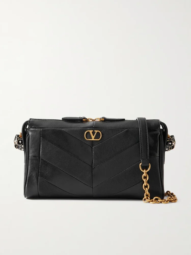 Panthea paneled leather shoulder bag